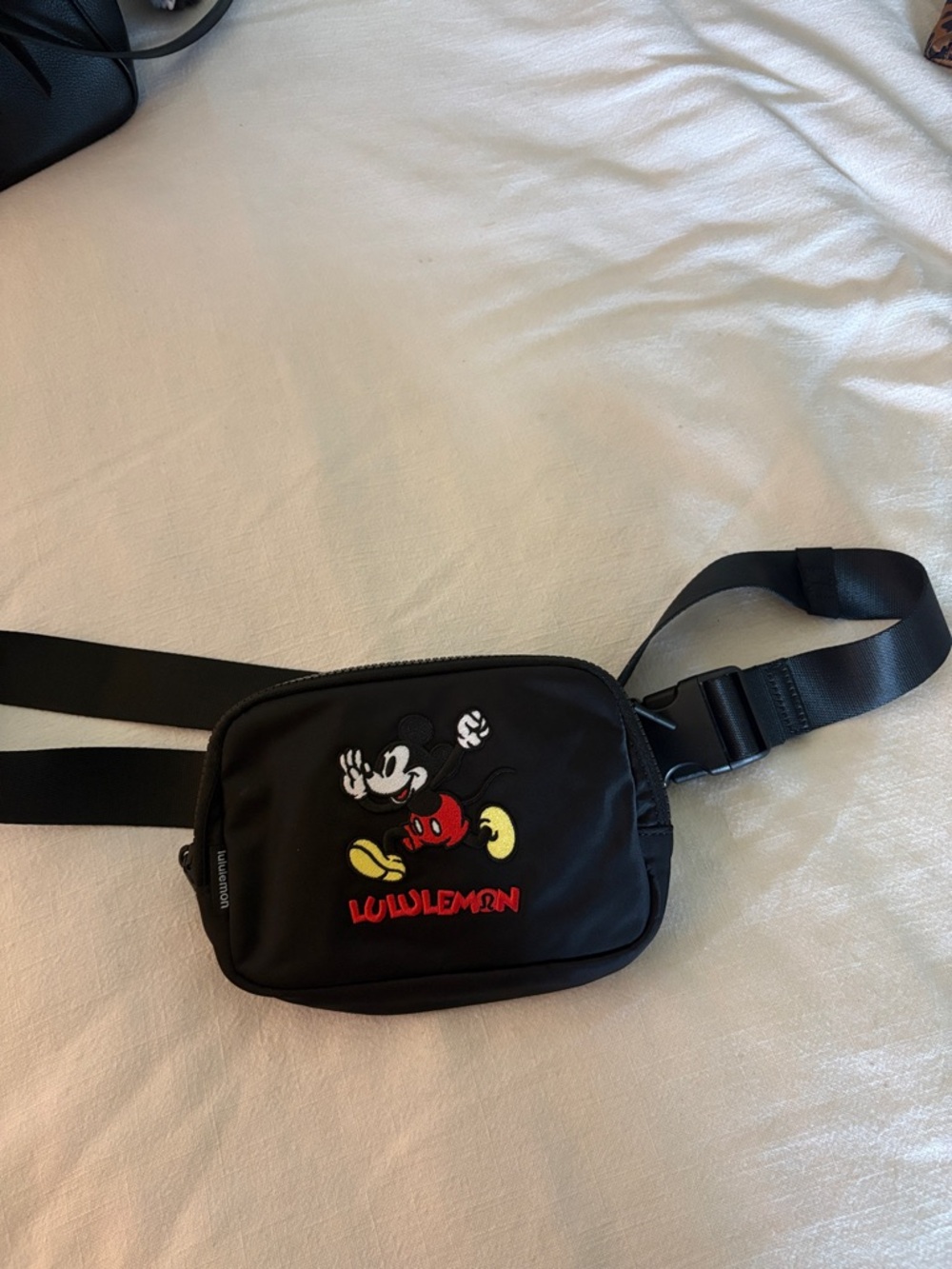 lululemon athletica Black Mickey Mouse Embroidered Waist Bag